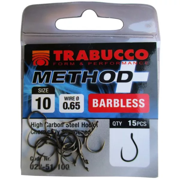 Trabucco Method Plus Feeder 10 Haczyki bezzadziorowe z oczkiem do feedera, 15szt