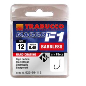 Trabucco F1 Maggot 18 z łopatką, Haczyk bezzadziowy 15szt