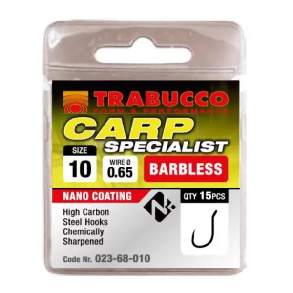 Trabucco Carp Specialist 10 Hak z oczkiem, bezzadziorowy 15szt.