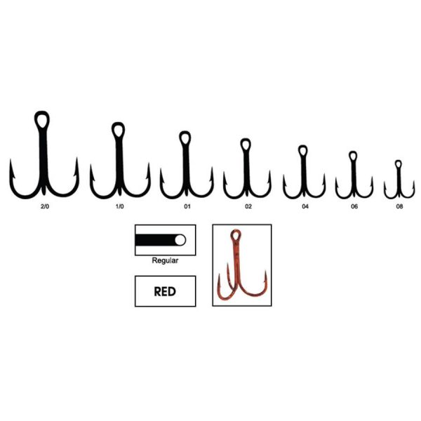 Trabucco Treble Czerwony 4 Haczyk Potrójny 5szt