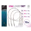 Delphin Set BOMB! steel leader with snap/7 strands (75x /20,30,40cm/9kg)