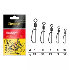 Delphin Rolling Swivel With T Snap - #6 Forgókapocs 10db