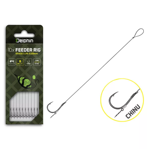 Delphin Braided Sting Feeder Rig 8cm Plecionka z przyponem 8 Chinu Haki 10szt