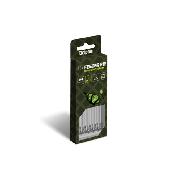 Delphin Braided Sting Feeder Rig 8cm, przypon pleciony, z haczykami Turner 4 (10 sztuk)