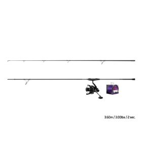   Delphin Zestaw Karpiowy CorsaBlack Nero 3,60m z 2-częściową wędką, kołowrotkiem Corzar 8T i żyłką Impulz 0,30mm