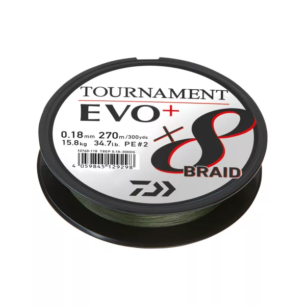 Daiwa Tournament X8 Braid Evo+ Ciemnozielona 0,14mm 900m Plecionka Główna