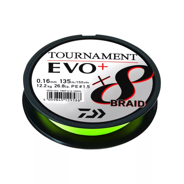Daiwa Tournament X8 Braid Evo+ Chartreuse 0,20mm 135m Plecionka Główna
