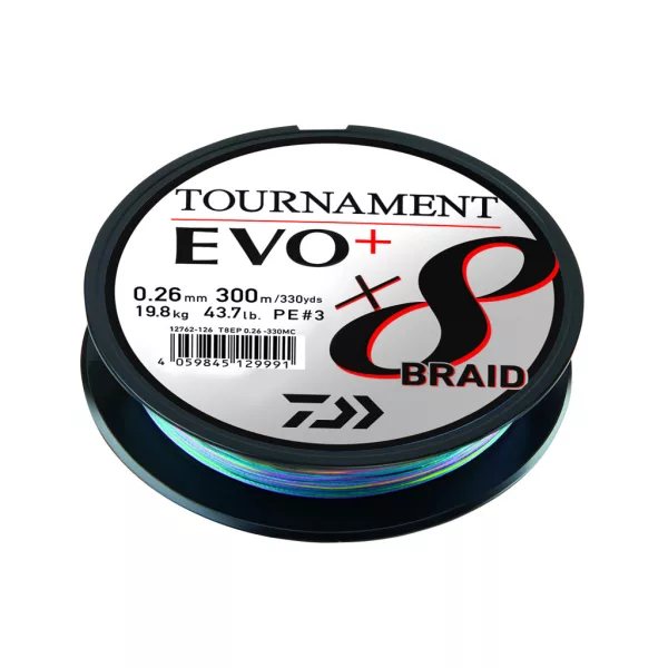 __Daiwa__ Tournament X8 Braid Evo+ Multi-Color 0,12mm 300m Żyłka Pleciona Główna