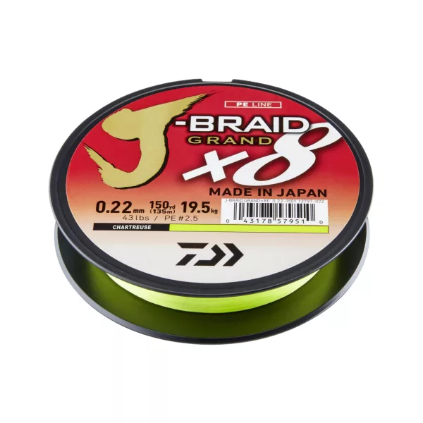 Daiwa J-Braid Grand X8 Chartreuse 0,06mm 135m Pleciona Żyłka Główna