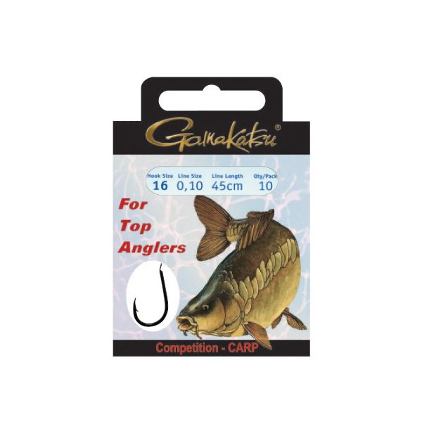 Gamakatsu Zawiązany fabrycznie BKS Brąz 12 10 sztuk/opakowanie Z łopatką Z zadziorem Haczyk karpiowy