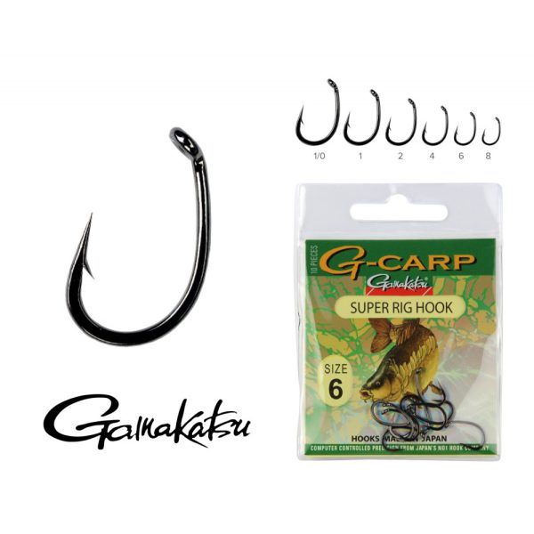 Gamakatsu G-Carp pop-up Czarny 2 10szt/opakowanie Z oczkiem Z zadziorem Haczyk karpiowy