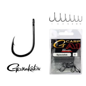   Gamakatsu G-Carp A1 Specialist Czarny 2 10szt/opakowanie Haczyk z oczkiem Zadziorowy Karpiowy