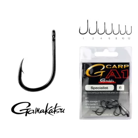   Gamakatsu G-Carp A1 Specialist Czarny 4 10szt/opakowanie Haczyk z oczkiem Zadziorowy Feederowy