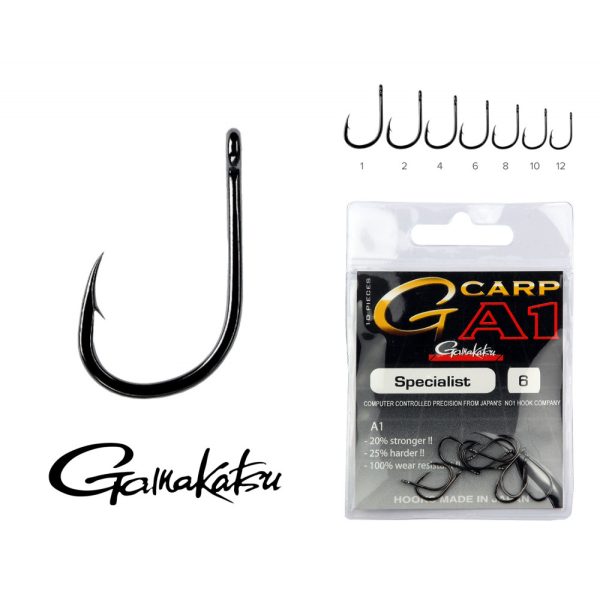 Gamakatsu G-Carp A1 Specialist Czarny 8 10szt/opakowanie Haczyk Feeder Oczkowy Zadziorowy