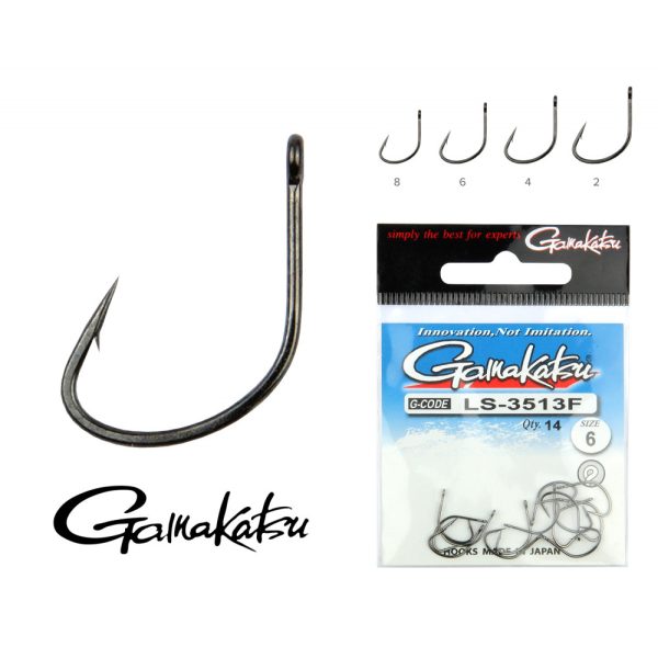 Gamakatsu LS-3313F/010 RE N/L Czarny 10 14szt/opakowanie Haczyk Feeder Oczkowy Zadziorowy