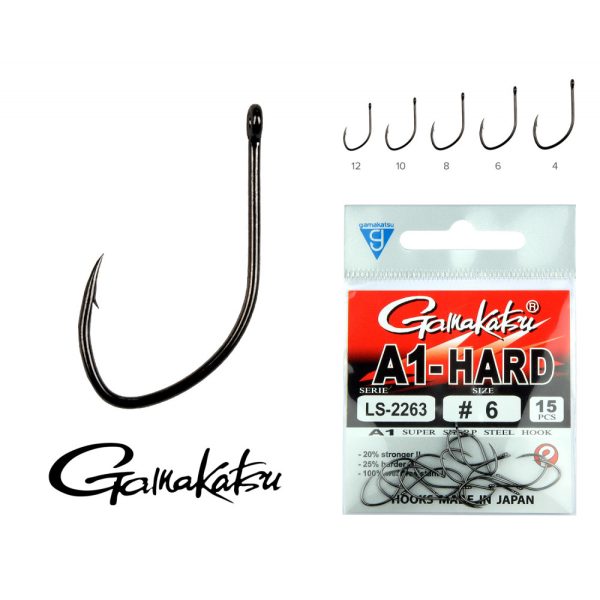 Gamakatsu LS-2263NSB/010 A1 Czarny 10 15szt/opakowanie Haczyk Feeder Oczkowy Zadziorowy