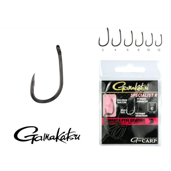Gamakatsu G-Carp Specialist R Czarny 2 10szt/opakowanie Haczyk Feeder Oczkowy Zadziorowy