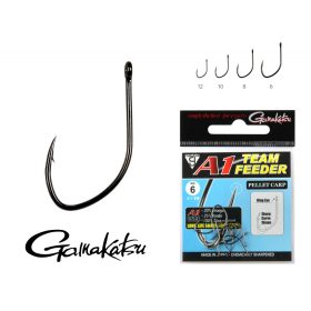   Gamakatsu A1 Team Feeder Carp Feeder Czarny 14 15 szt/opakowanie Haczyk feederowy z łopatką i zadziorem