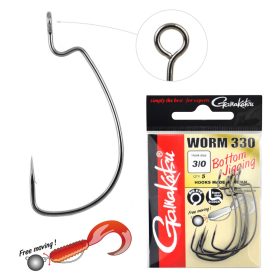   Gamakatsu Worm-330 Bottom Jigging Czarny 3/0 5 szt./opakowanie Z oczkiem Z zadziorem Haczyk na ryby drapieżne