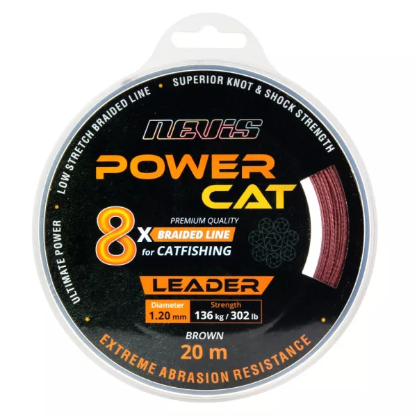 Nevis Powercat Braid Leader X8 20m 1.20mm Plecionka przyponowa-Brązowy