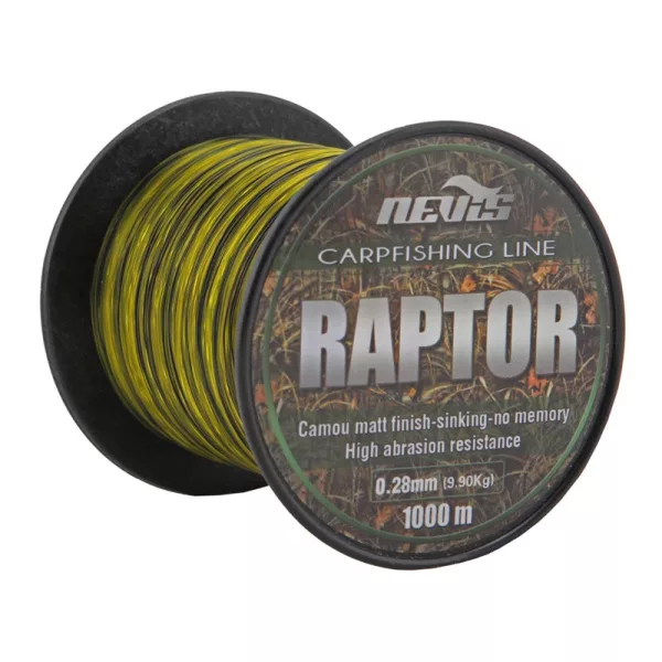 Nevis Raptor 1000m 0.28mm Monofilamentowa żyłka główna-Żółto+zielony