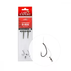   Carp Expert Fluorcarbon D-Rig z krętlikiem, z oczkiem, z zadziorem, 4 gotowe przypony