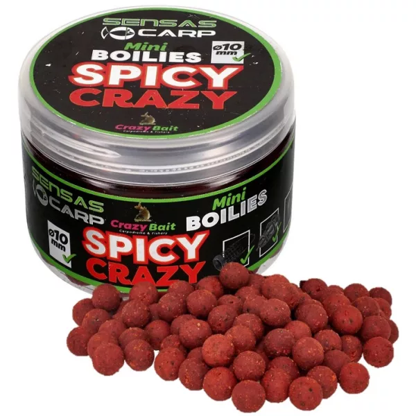 Sensas Mini Boilies Crazy Spicy 10mm Kulki proteinowe haczykowe 80g
