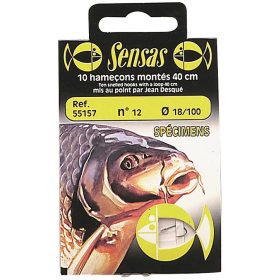   Sensas Specimen 40cm 0,18mm 12 Monofil Gotowy przypon z haczykiem 10 szt.