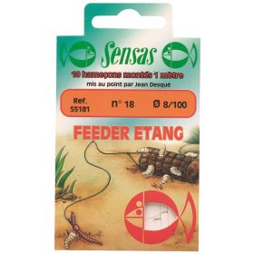   Sensas Feeder Etang 100cm 0,1mm 18 Monofilamentowy wstępnie wiązany haczyk 10 szt.