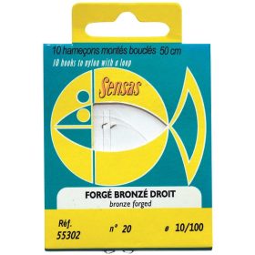   Sensas Straight Forged Bronz 50cm 0,22mm 6 Monofil Gotowy przypon z haczykiem 10 szt.