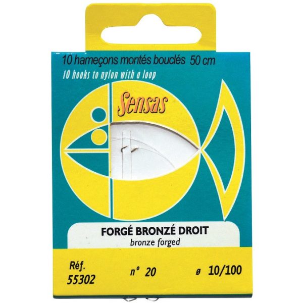 Sensas Straight Forged Bronz 50cm 0,22mm 6 Monofil Gotowy przypon z haczykiem 10 szt.