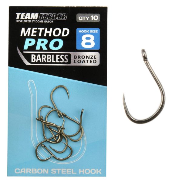 Team Feeder By Döme TF Method Pro 12 Barbless, Eyed Feeder Hook 10pcs