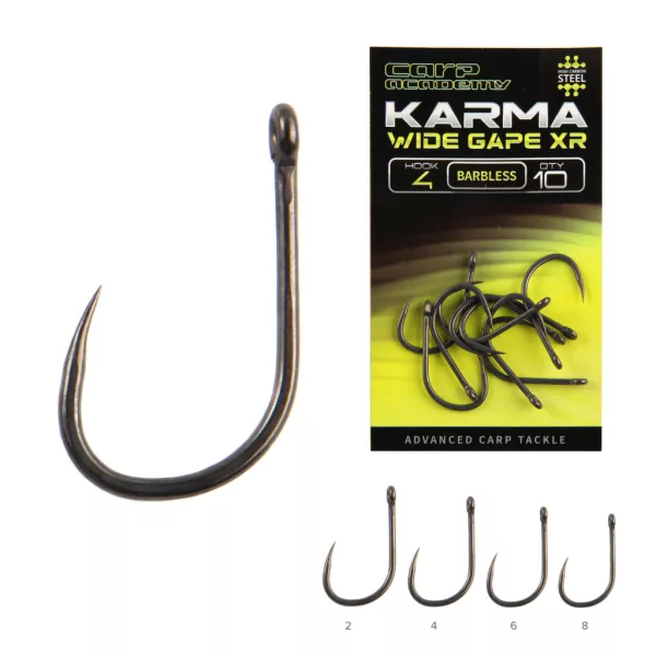 Carp Academy Karma Wide Gape XR 6 Kail Berlubang, Tanpa Duri 10db