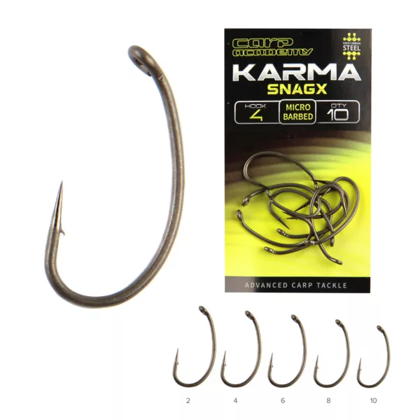 Carp Academy Karma SnagX 8 z oczkiem, haczyk z zadziorem 10szt