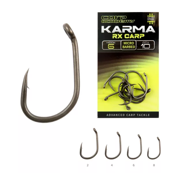 Carp Academy Karma RX Carp 2-oczkowy, haczyk karpiowy z zadziorem 10szt.