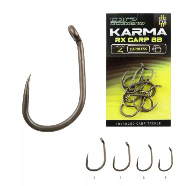Carp Academy Karma RX Carp 4 Haczyk karpiowy z oczkiem, bezzadziorowy 10 szt.