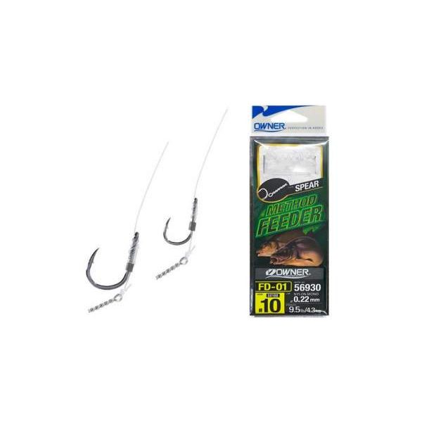 Owner Method Feeder 56930 6 Barbed, Hook with eye Pre-tied Hook with Bait Spike 6pcs