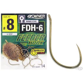 Owner FDH-6 14 Ear, Barbless Feeder Hook 14pcs
