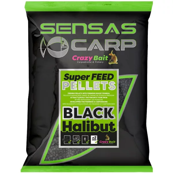 Sensas Super Feed Pellets Black Halibut 6mm Pellet zanętowy 700gr
