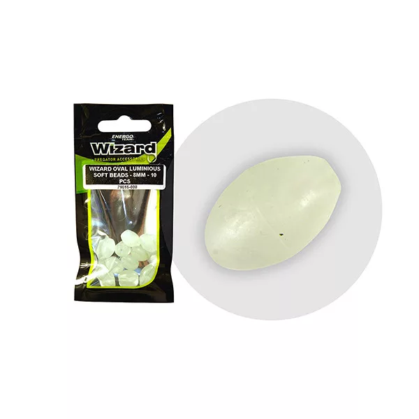 Wizard Sumowy Owalny Fosforyzujący 6mm Gumowa koralik 10 szt.