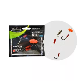  Wizard Monster Surface Livebait Double Mono Rig 6/0+8/0 Specimen 80cm Monofilamentowy przypon z podwójnym haczykiem