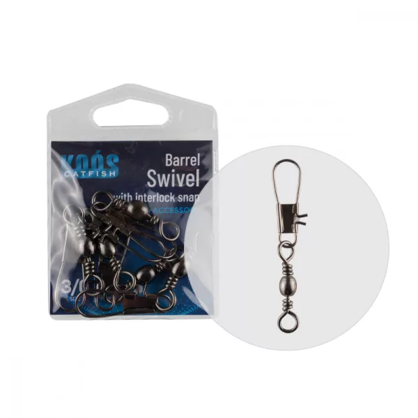 KOOS BARREL Krętlik WITH INTERLOCK SNAP 5/0 3 PCS/BAG - Krętlik
