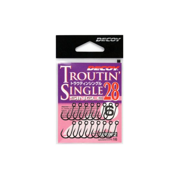 Decoy 28 Troutin Single #8 Eyed Barbed Single Predator Hook 16pcs