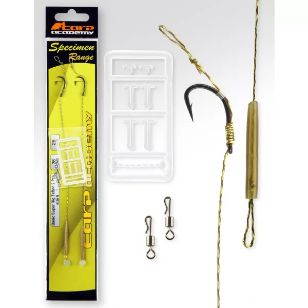 Carp Academy Basic Super Rig Teflon Czarny 2 2 szt./opak. Hak boili z oczkiem i zadziorem