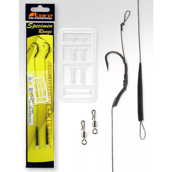 Carp Academy Line Aliger Rig Czarny 4 2 szt./opakowanie z oczkiem z zadziorem pleciony haczyk z przyponem