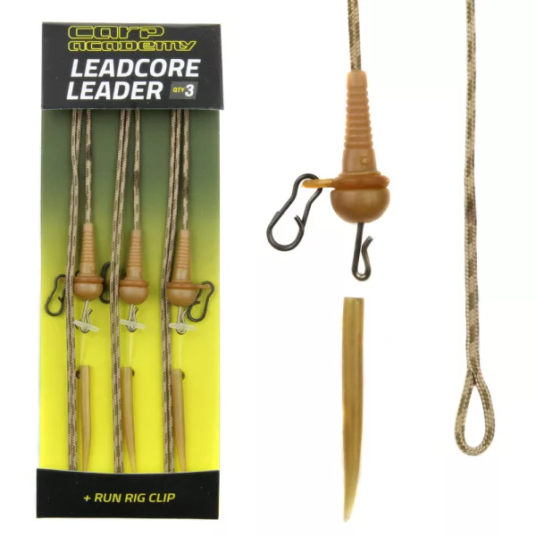 Carp Academy Pre-tied Leadcore Rig Fitted with Run Rig Lead Clip 3pcs