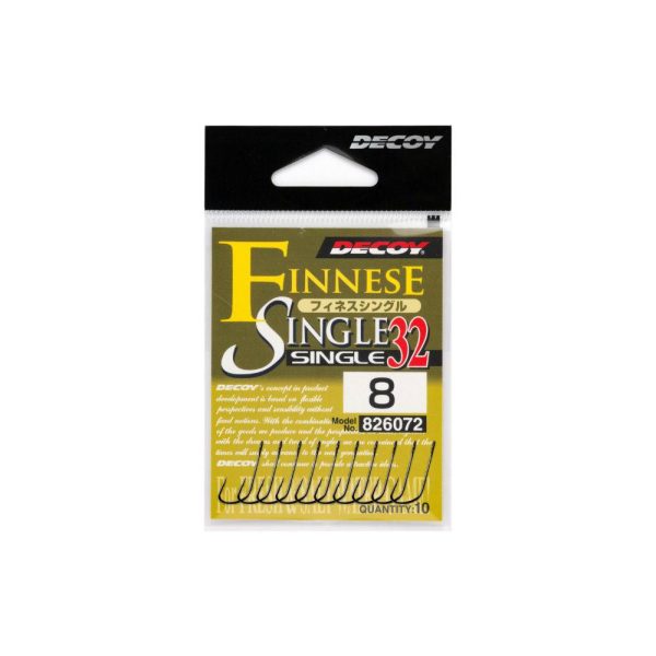 Decoy 32 Finesse Single #12 Earred Barbed Single Predator Hook 10pcs
