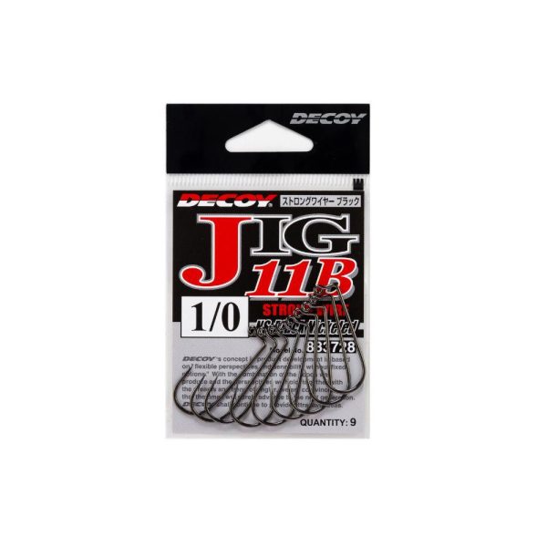 Decoy Jig11B Strong Wire Czarny #3/0 Uchaty Z zadziorem Jednoostrzowy Hak Jigowy 7 szt.