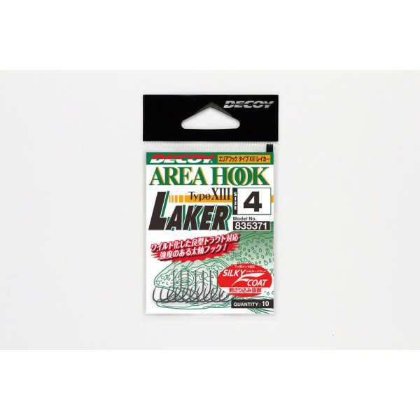 Decoy Area Type XIII Laker #6 Bezzadziorowy Haczyk na Ryby Drapieżne z Oczkiem, Jednoboczny 10szt.
