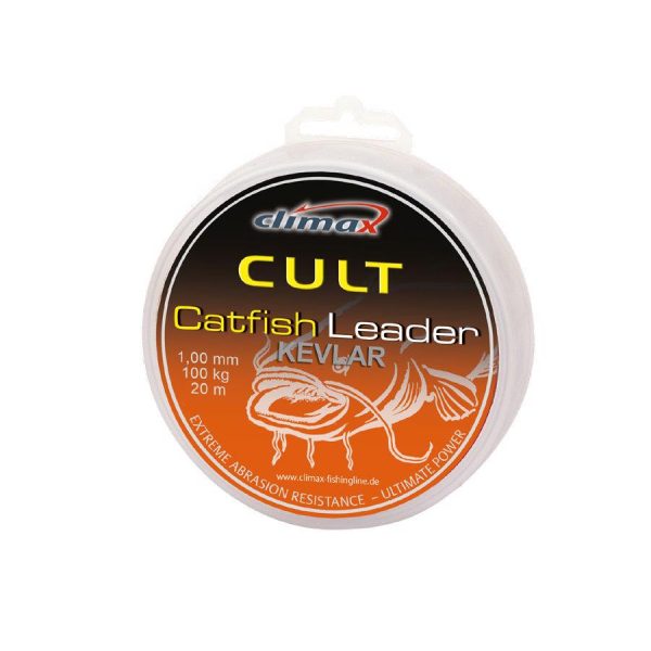 Climax Cult Catfish Kevlar Leader 20m 1,00mm 100kg Olive Green Pleciony Przypon Sumowy